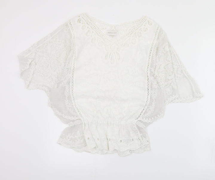 Apricot Womens Ivory  Cotton Basic Blouse Size S V-Neck