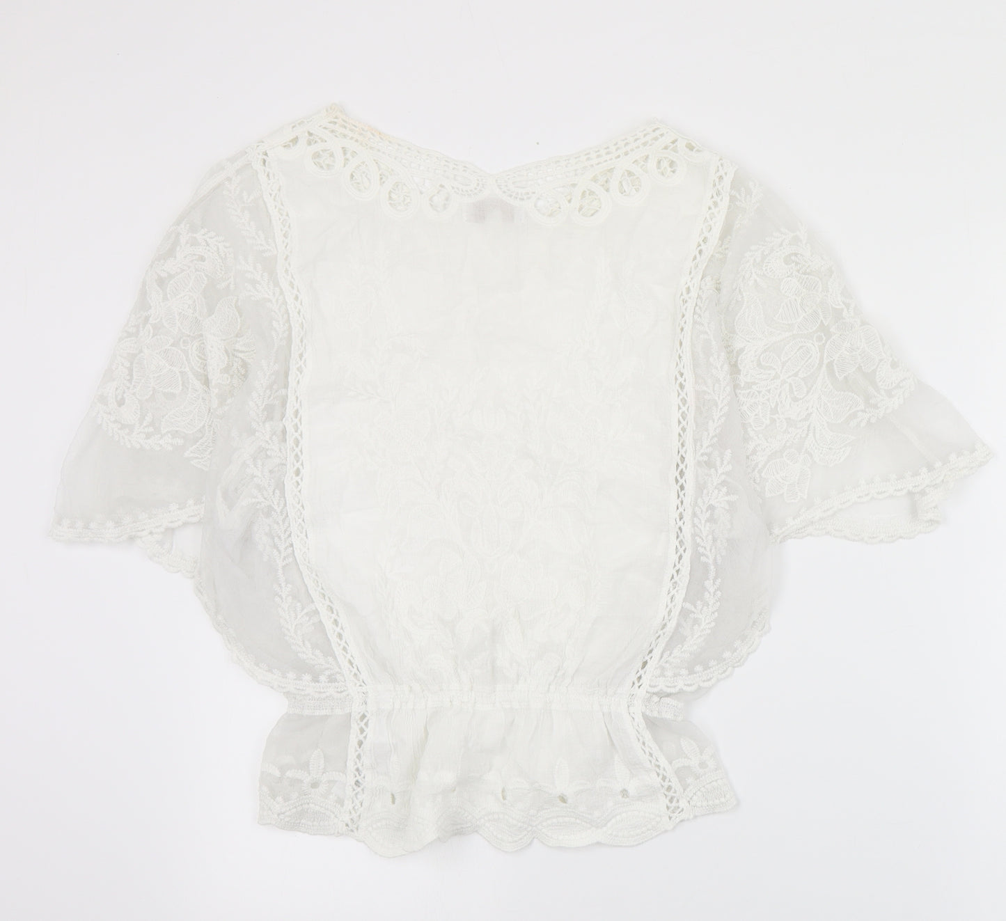 Apricot Womens Ivory  Cotton Basic Blouse Size S V-Neck