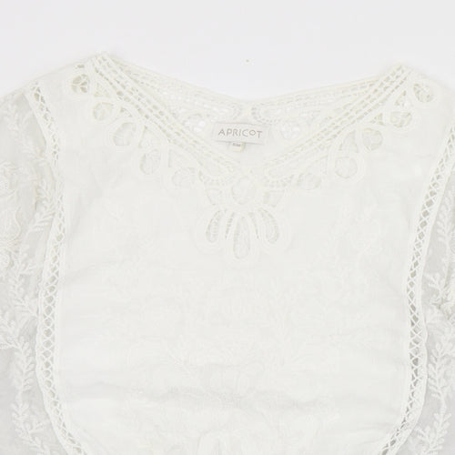 Apricot Womens Ivory  Cotton Basic Blouse Size S V-Neck