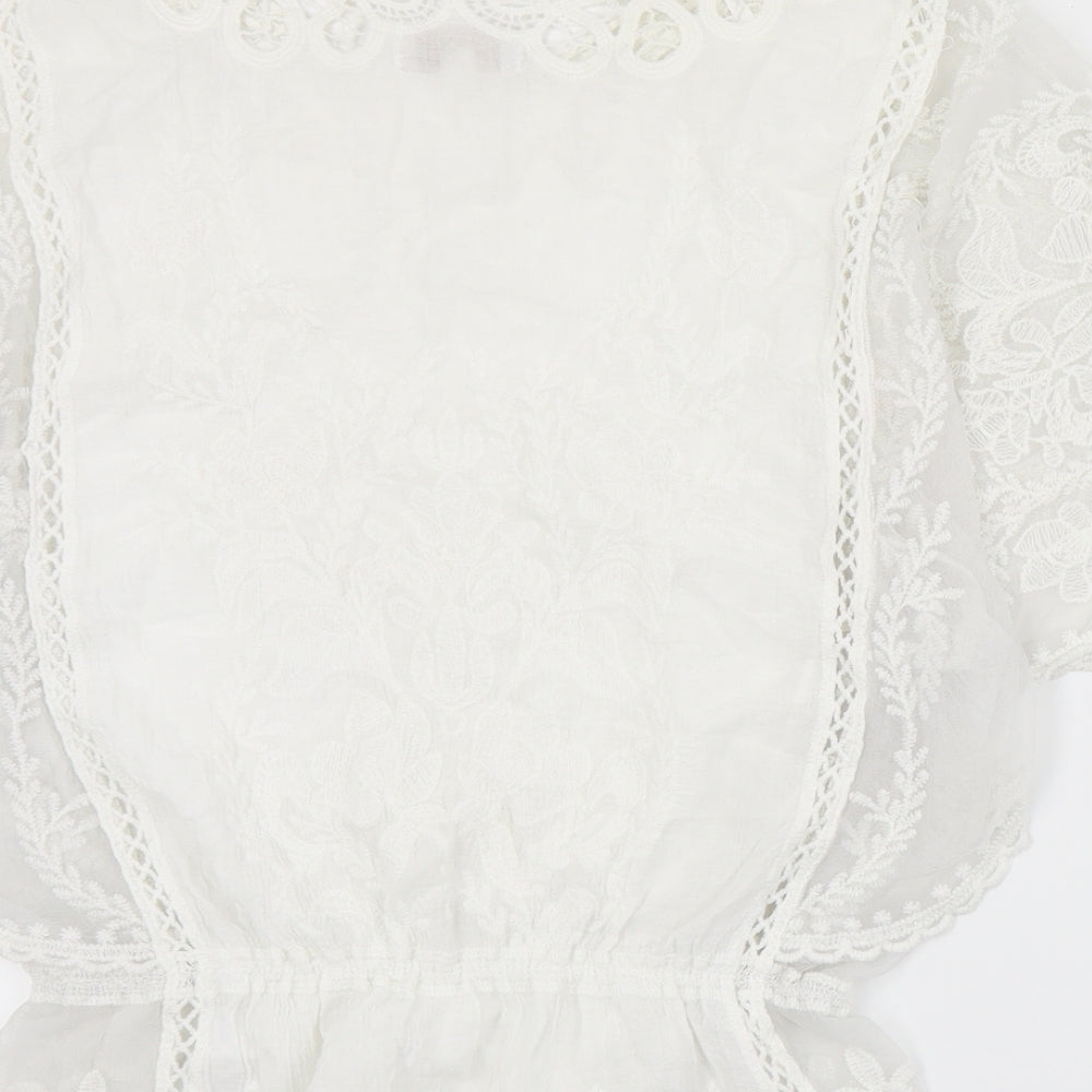 Apricot Womens Ivory  Cotton Basic Blouse Size S V-Neck