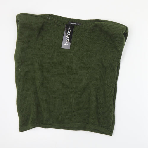 Boohoo Womens Green Boat Neck  Acrylic Pullover Jumper Size S