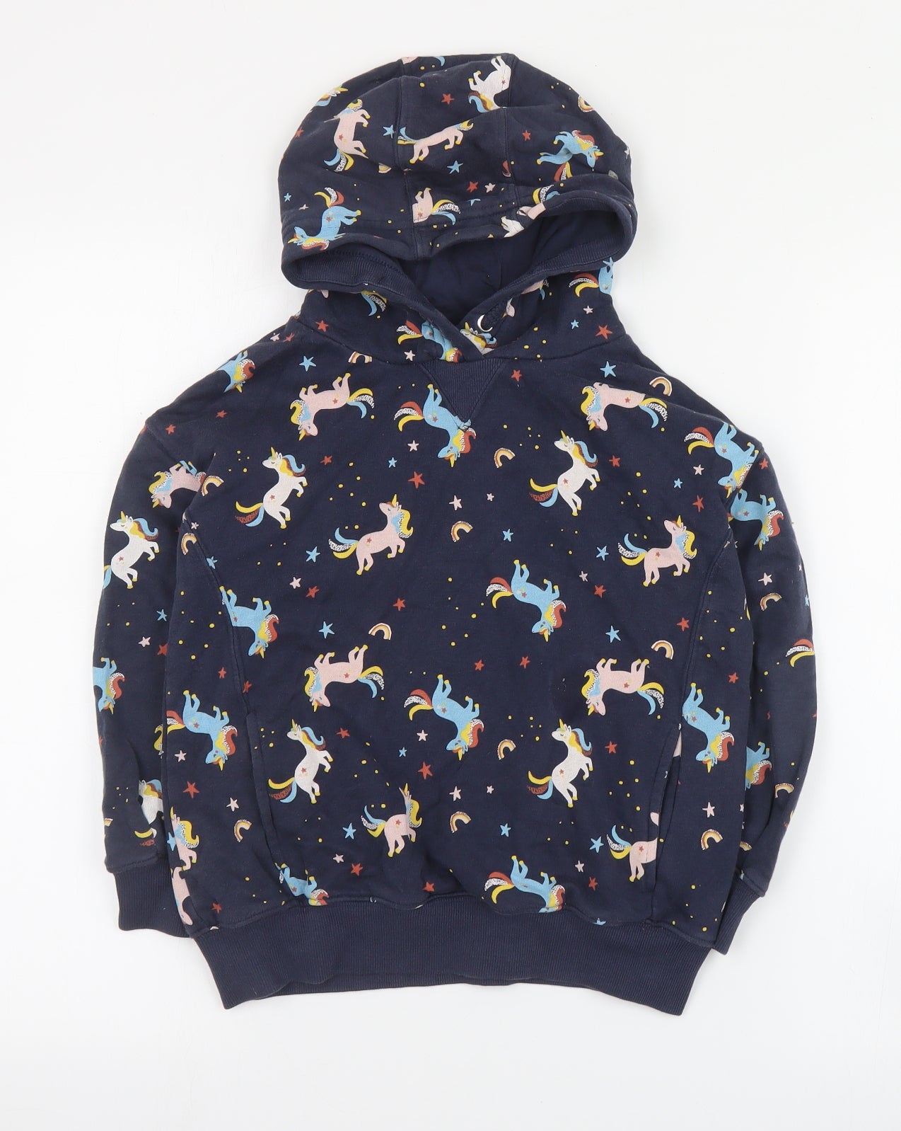 NEXT Girls Blue Geometric Cotton Pullover Hoodie Size 8 Years  Pullover - Unicorn