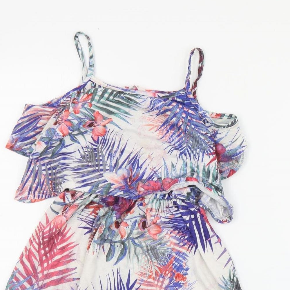 Miss Evie Girls Multicoloured Floral Polyester A-Line  Size 8 Years  Round Neck Pullover