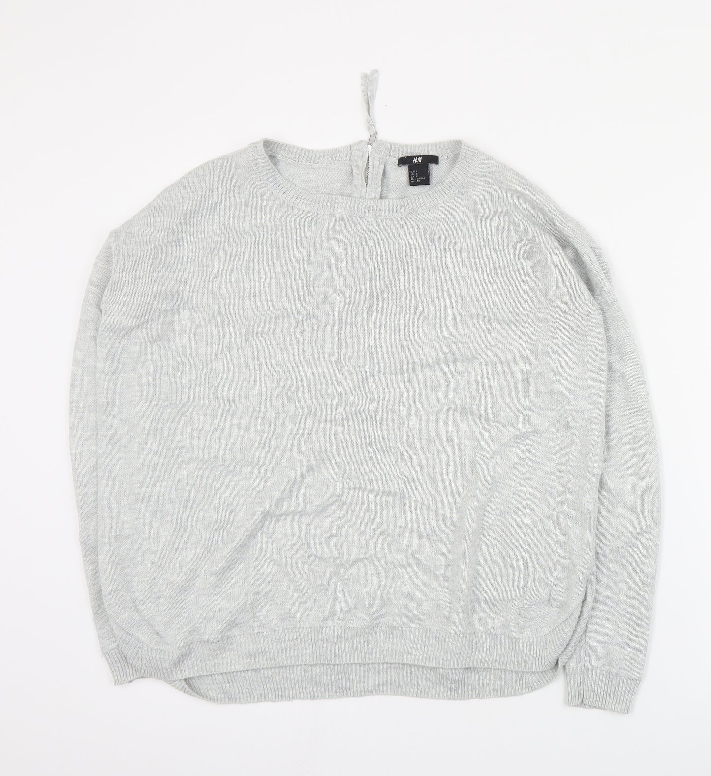 H&M Womens Grey Round Neck  Acrylic Pullover Jumper Size S