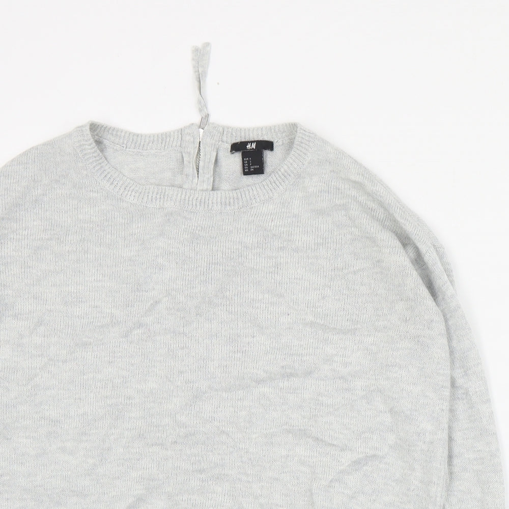H&M Womens Grey Round Neck  Acrylic Pullover Jumper Size S