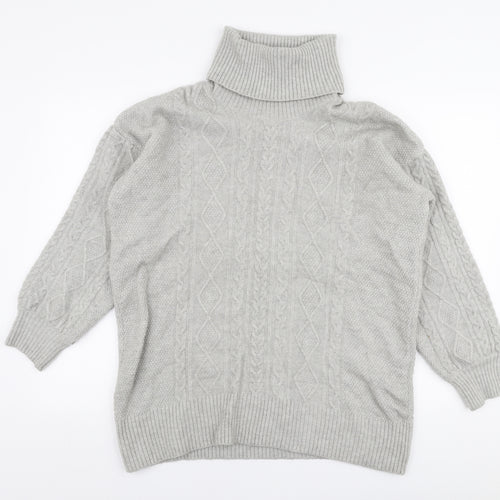 Monsoon Womens Grey Roll Neck  Acrylic Pullover Jumper Size M