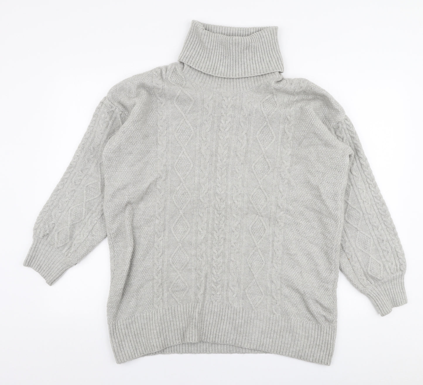 Monsoon Womens Grey Roll Neck  Acrylic Pullover Jumper Size M