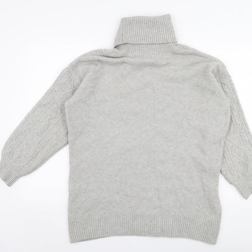 Monsoon Womens Grey Roll Neck  Acrylic Pullover Jumper Size M