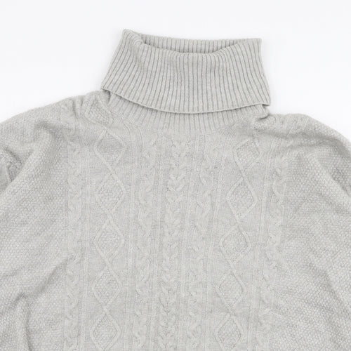 Monsoon Womens Grey Roll Neck  Acrylic Pullover Jumper Size M