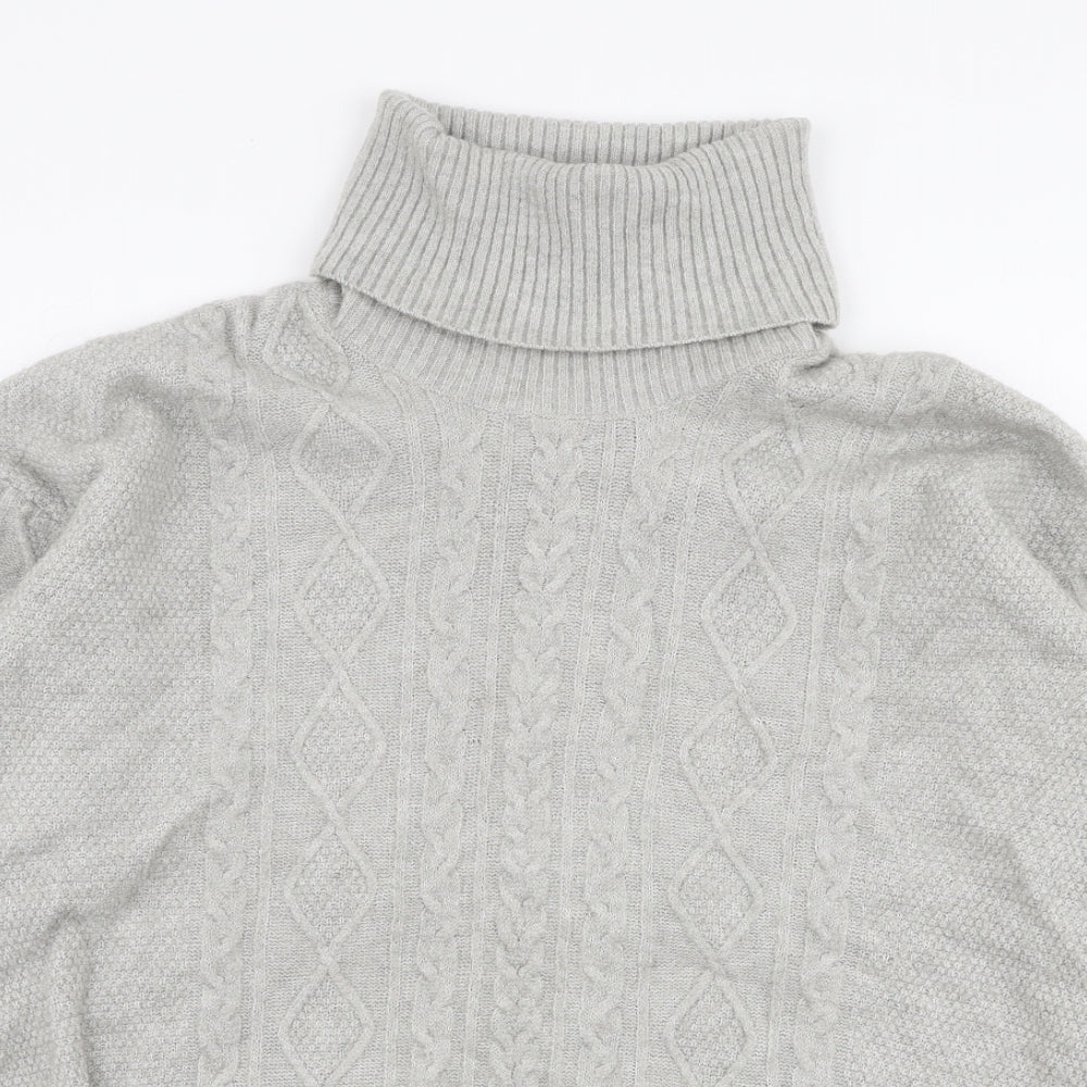 Monsoon Womens Grey Roll Neck  Acrylic Pullover Jumper Size M