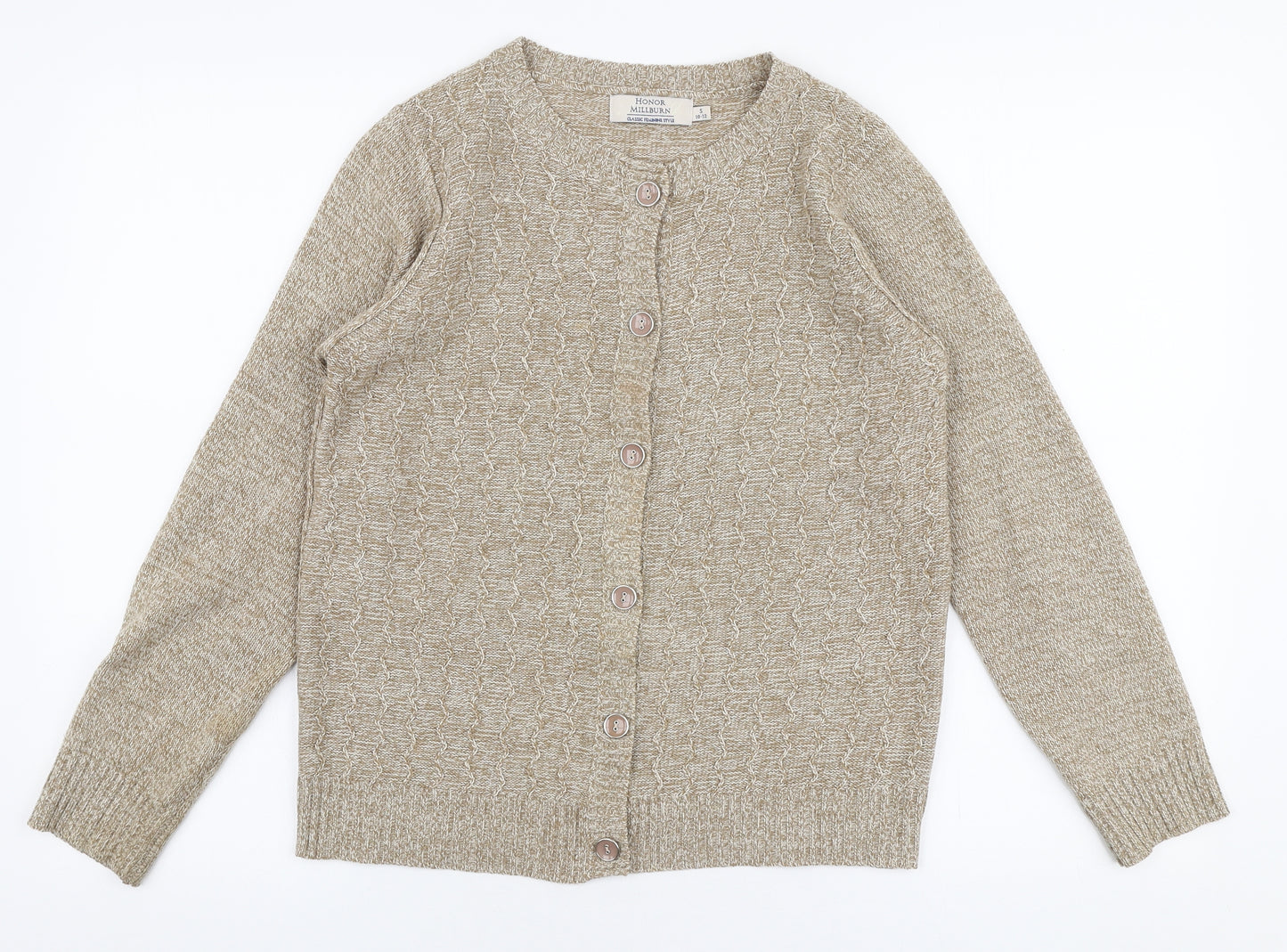Honor Millburn Womens Beige Round Neck  Acrylic Cardigan Jumper Size S