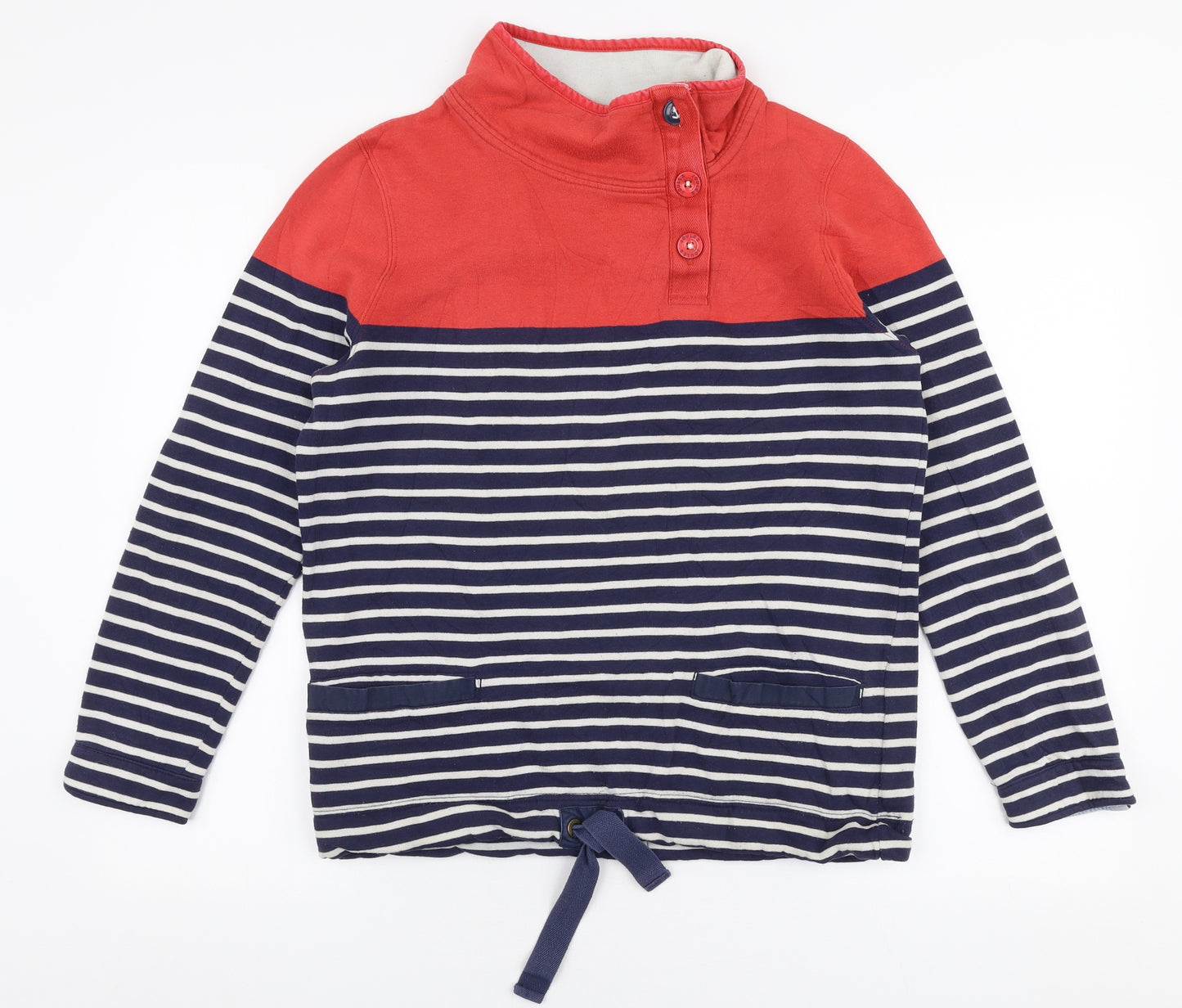 Joules Womens Multicoloured Striped Polyester Pullover Sweatshirt Size 10  Button