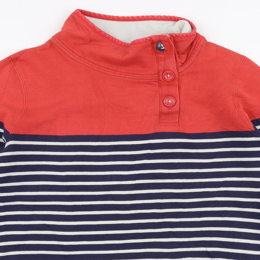 Joules Womens Multicoloured Striped Polyester Pullover Sweatshirt Size 10  Button