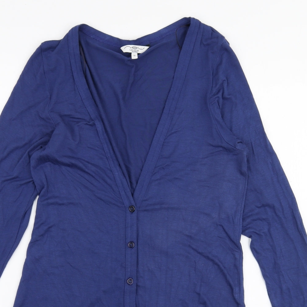 New Look Womens Blue V-Neck  Viscose Cardigan Jumper Size 12