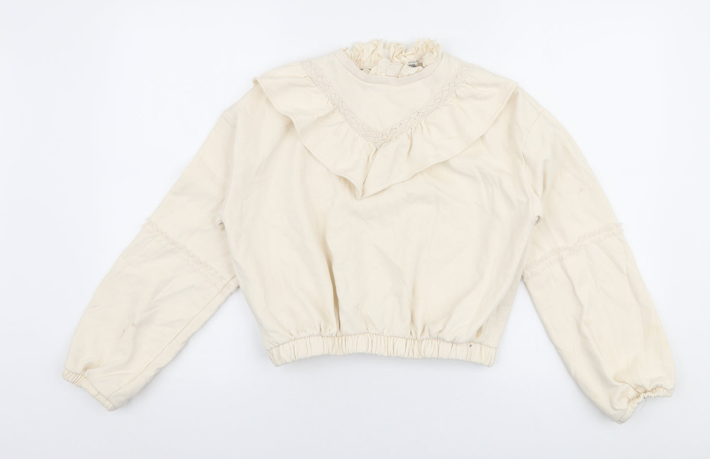 River Island Girls Ivory  Cotton Pullover Sweatshirt Size 11-12 Years  Pullover