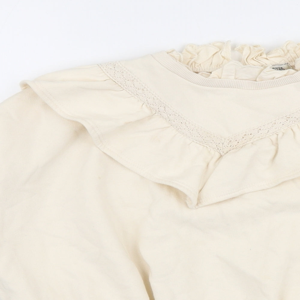 River Island Girls Ivory  Cotton Pullover Sweatshirt Size 11-12 Years  Pullover