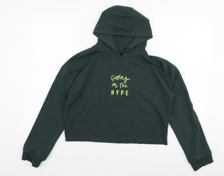 George Girls Green  Cotton Pullover Hoodie Size 10-11 Years  Pullover