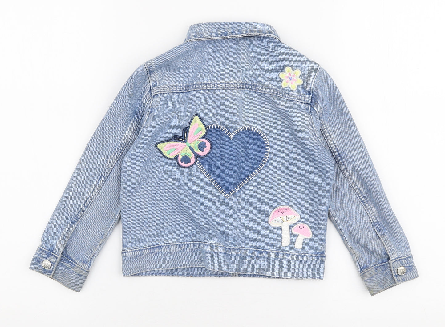 Marks and Spencer Girls Blue   Jacket  Size 3-4 Years  Button - Butterfly