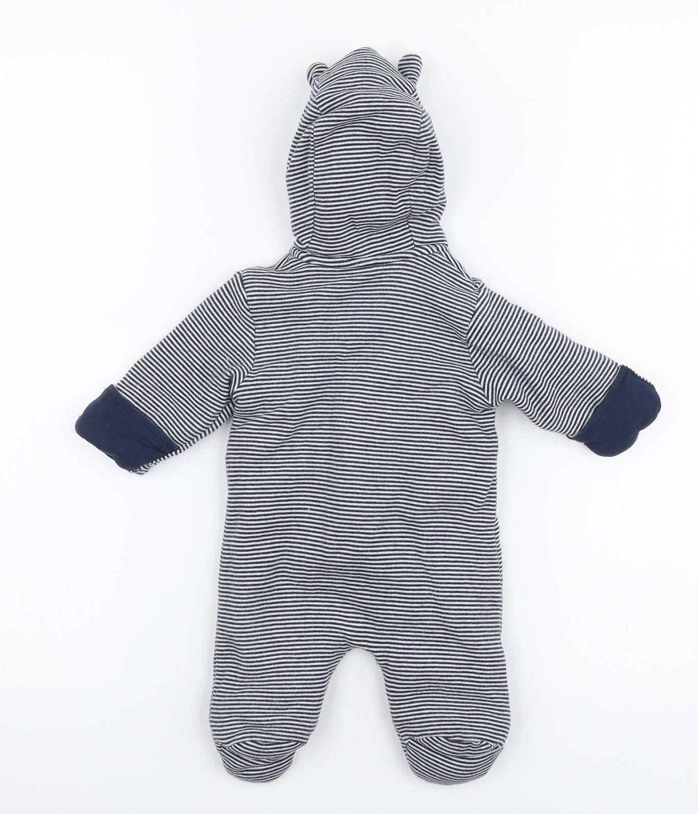 George Boys Blue Striped Cotton Babygrow One-Piece Size Newborn  Zip - Winnie the pooh