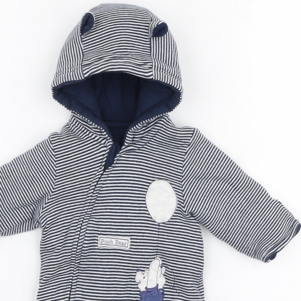 George Boys Blue Striped Cotton Babygrow One-Piece Size Newborn  Zip - Winnie the pooh