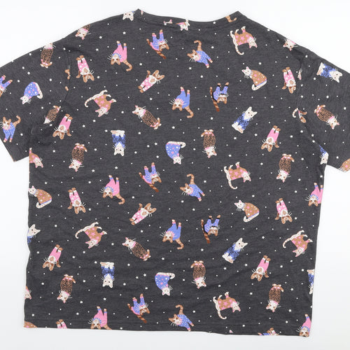 Marks and Spencer Womens Multicoloured  Cotton Jersey T-Shirt Size 14 Round Neck - Cats