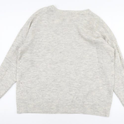 TU Womens Beige Round Neck  Acrylic Pullover Jumper Size 16   - Stars