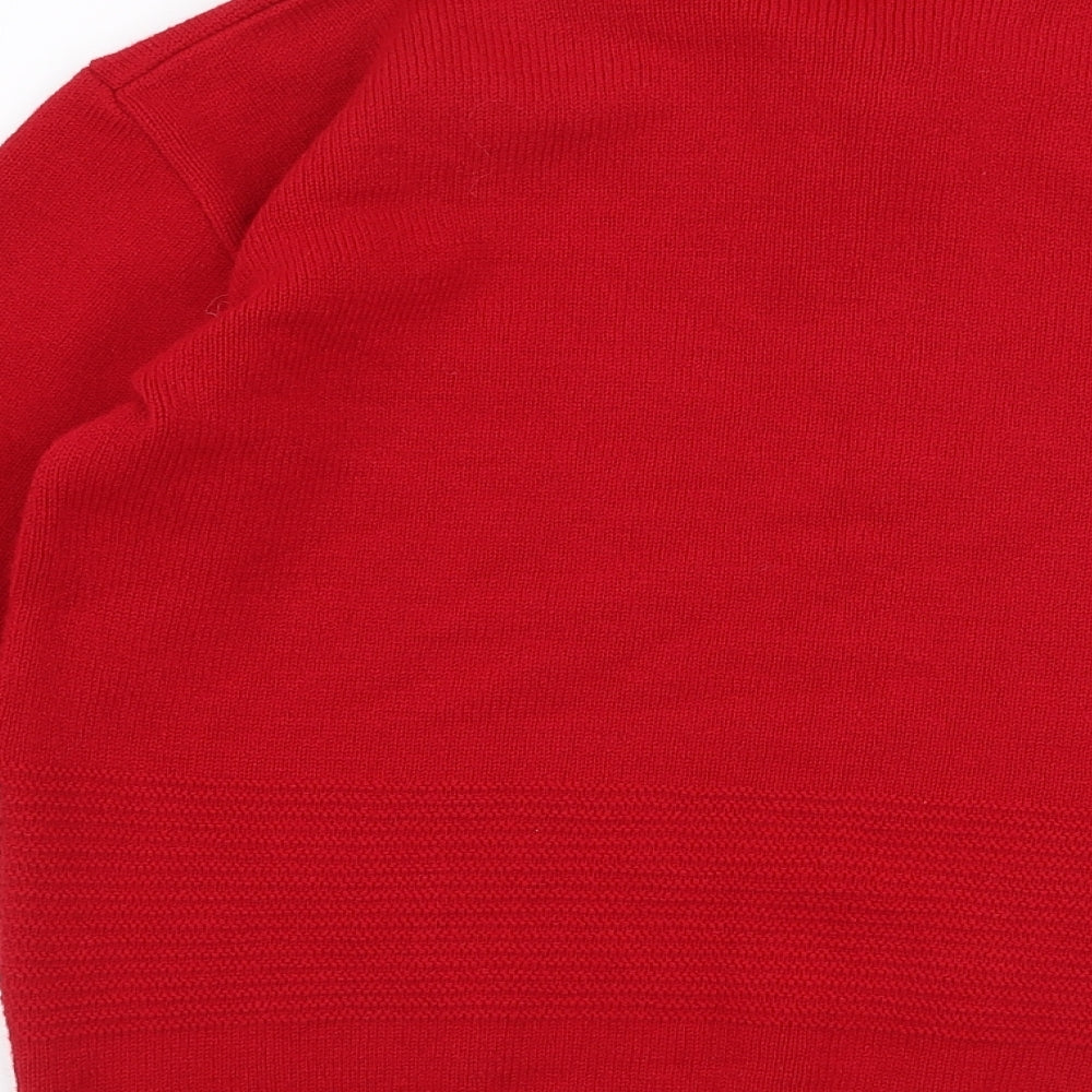 Pure & Natural Womens Red Collared  Acrylic Pullover Jumper Size M