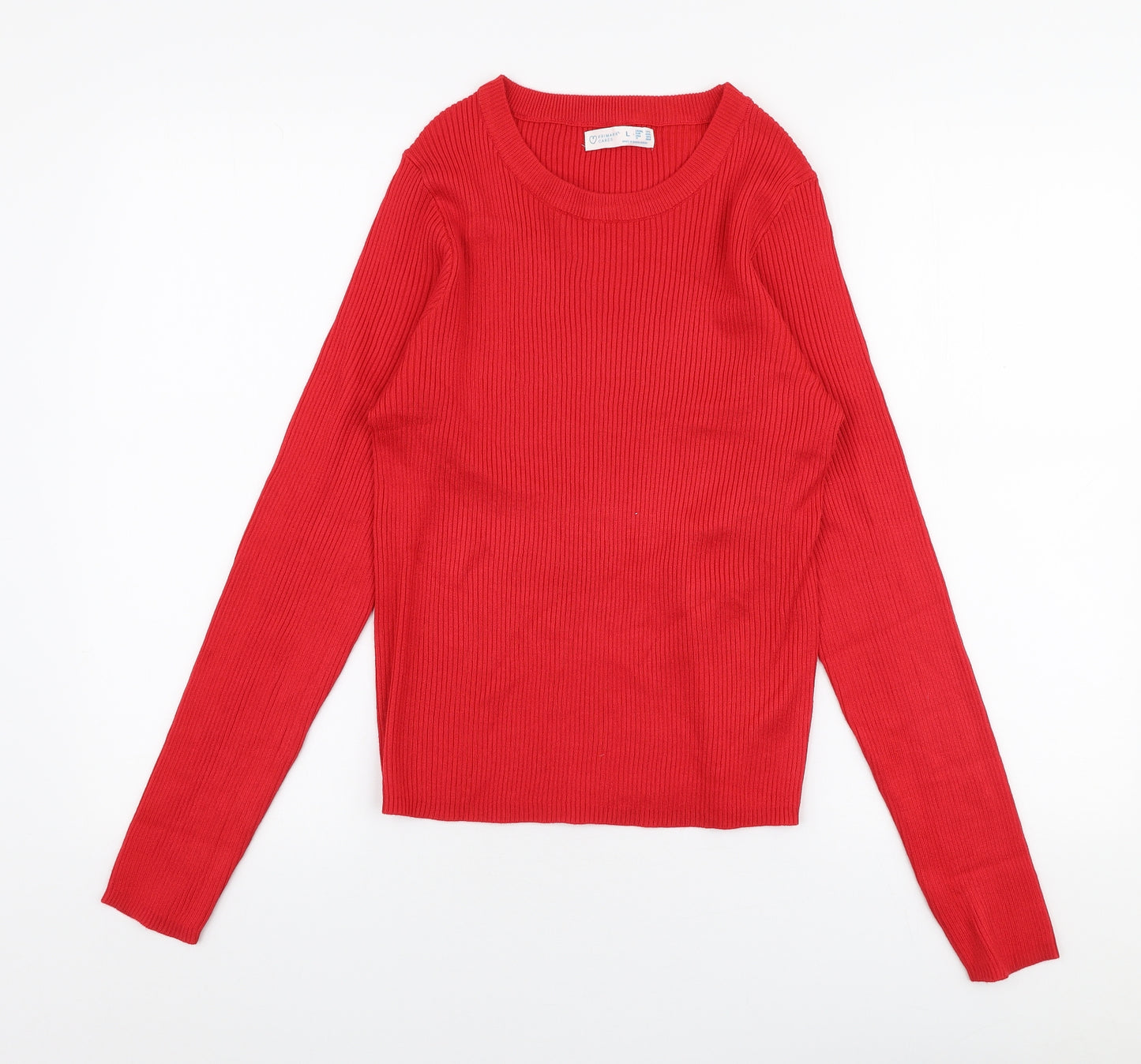 Primark Womens Red Round Neck  Viscose Pullover Jumper Size L