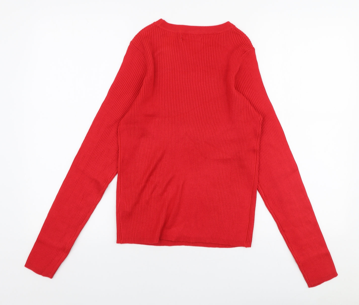 Primark Womens Red Round Neck  Viscose Pullover Jumper Size L