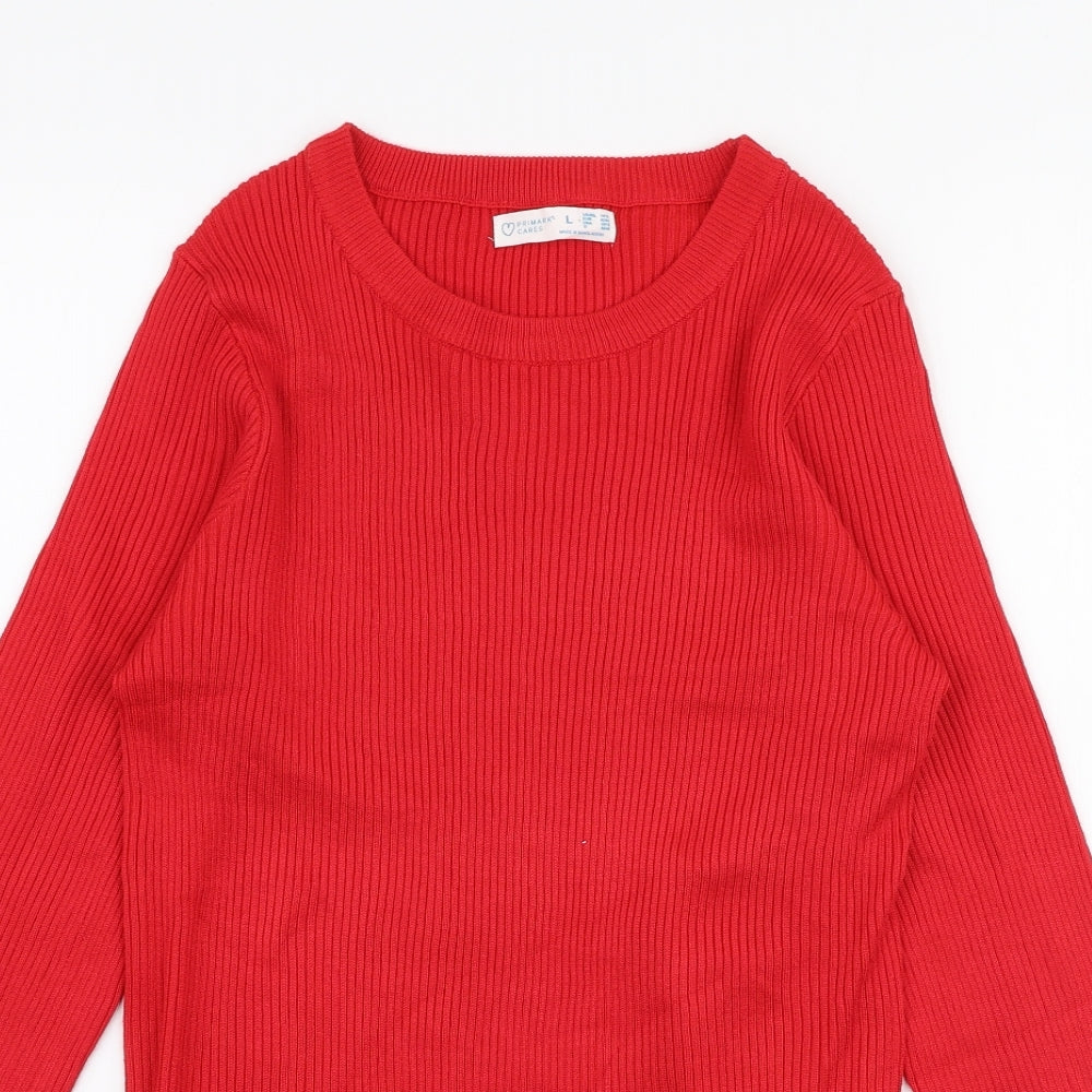 Primark Womens Red Round Neck  Viscose Pullover Jumper Size L