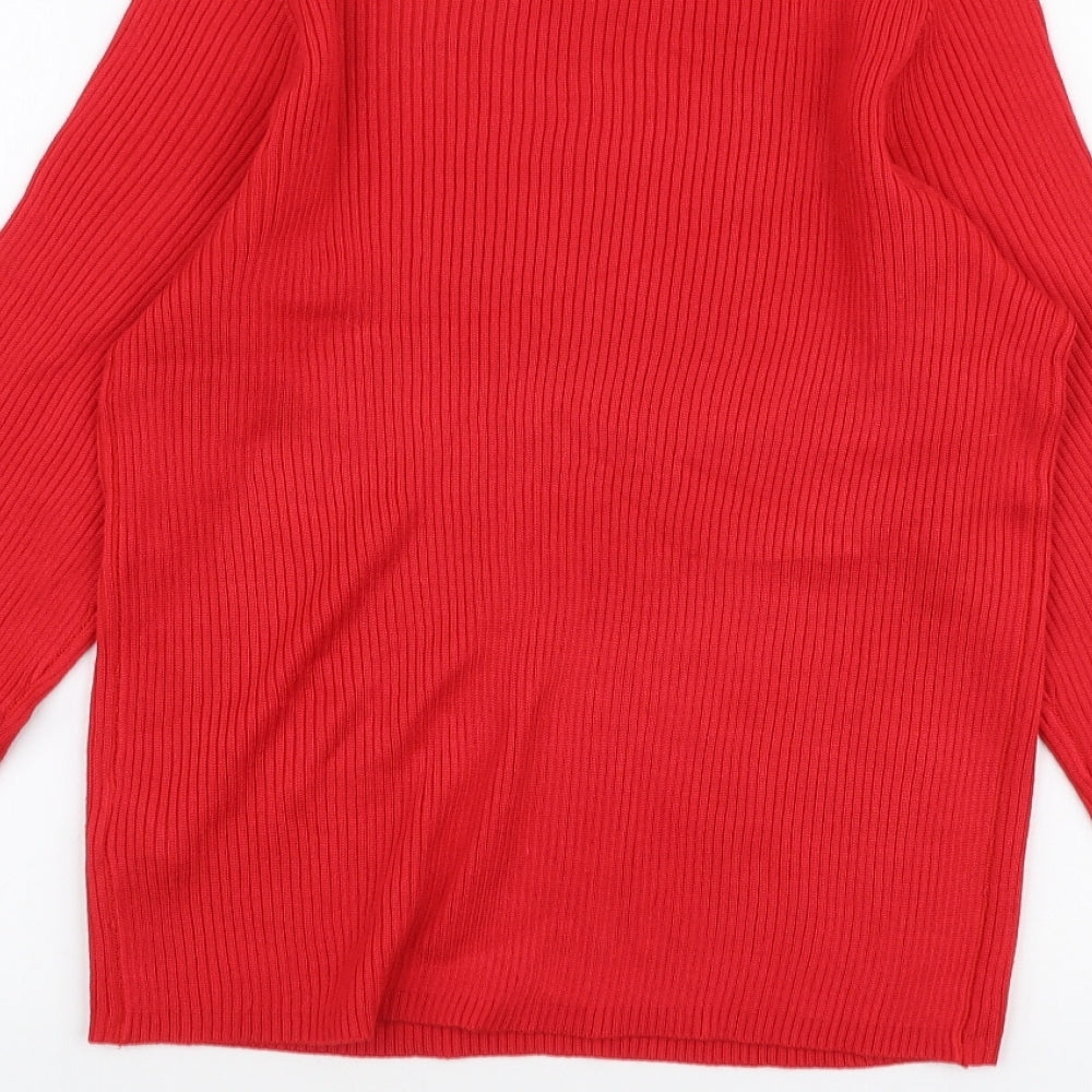 Primark Womens Red Round Neck  Viscose Pullover Jumper Size L