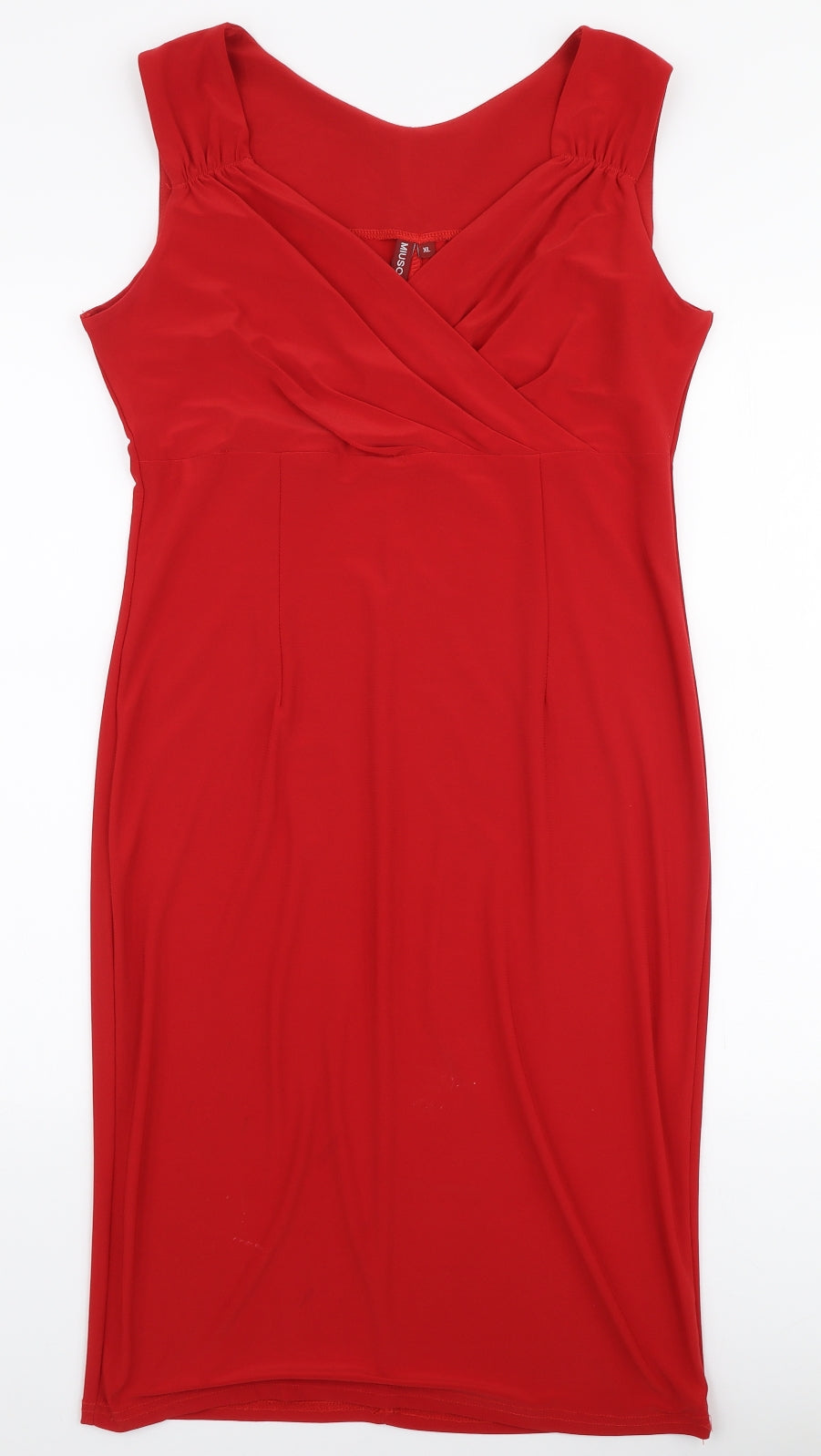 Miusol Womens Red  Polyester Pencil Dress  Size XL  V-Neck Pullover