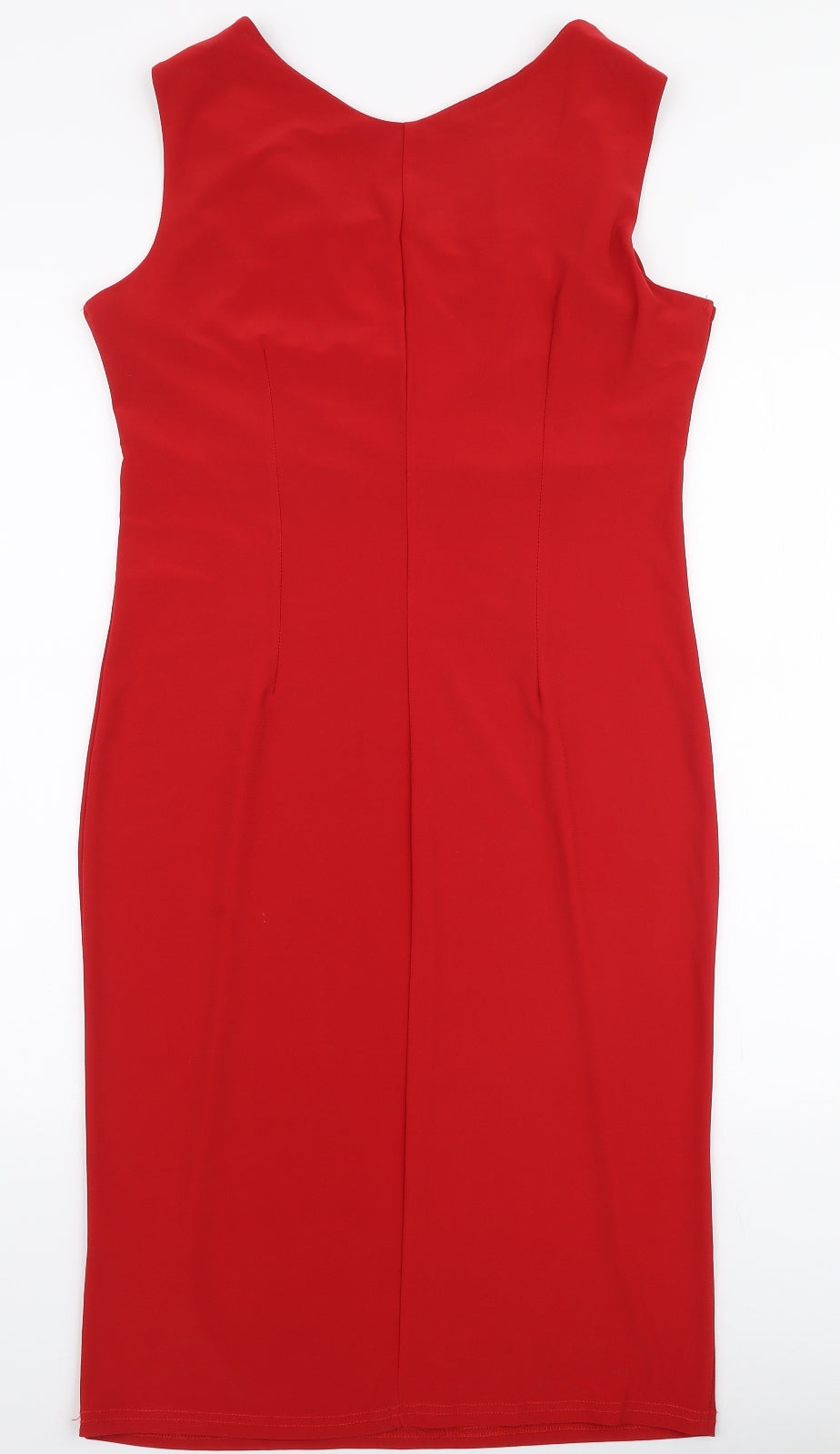 Miusol Womens Red  Polyester Pencil Dress  Size XL  V-Neck Pullover