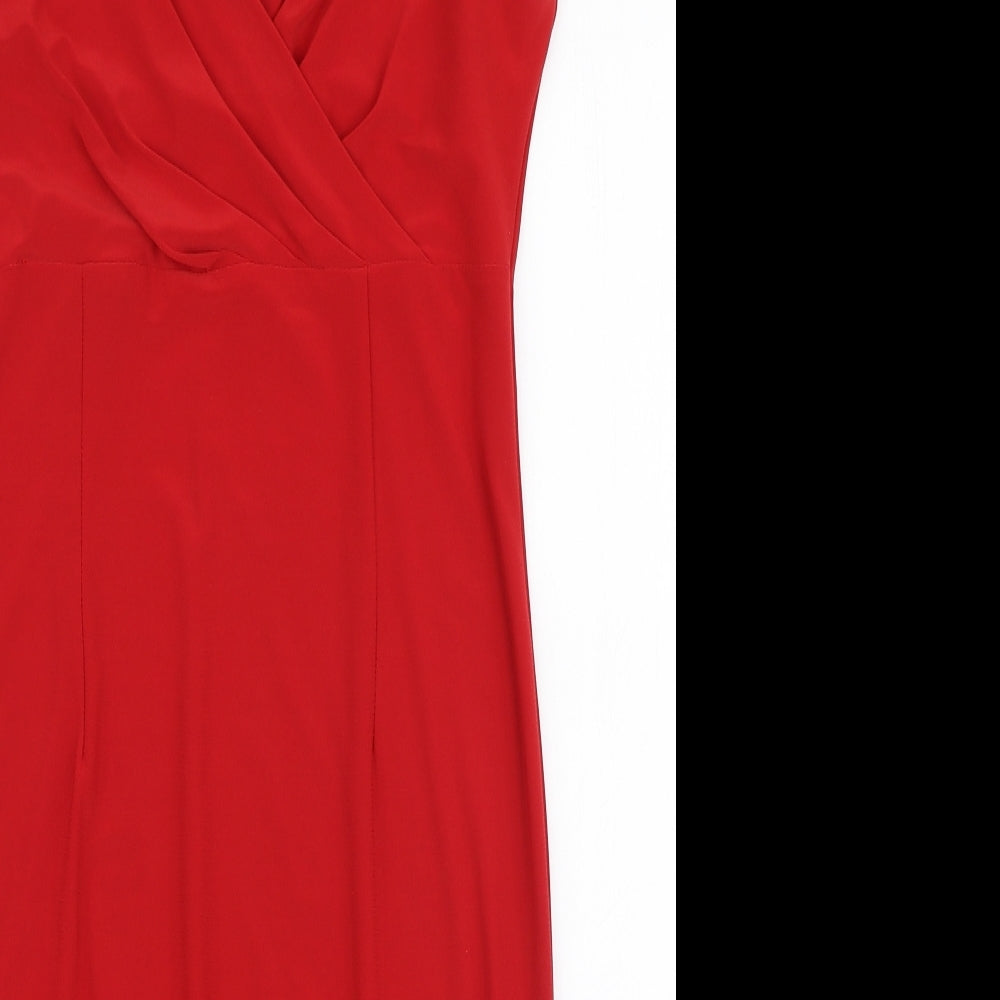 Miusol Womens Red  Polyester Pencil Dress  Size XL  V-Neck Pullover