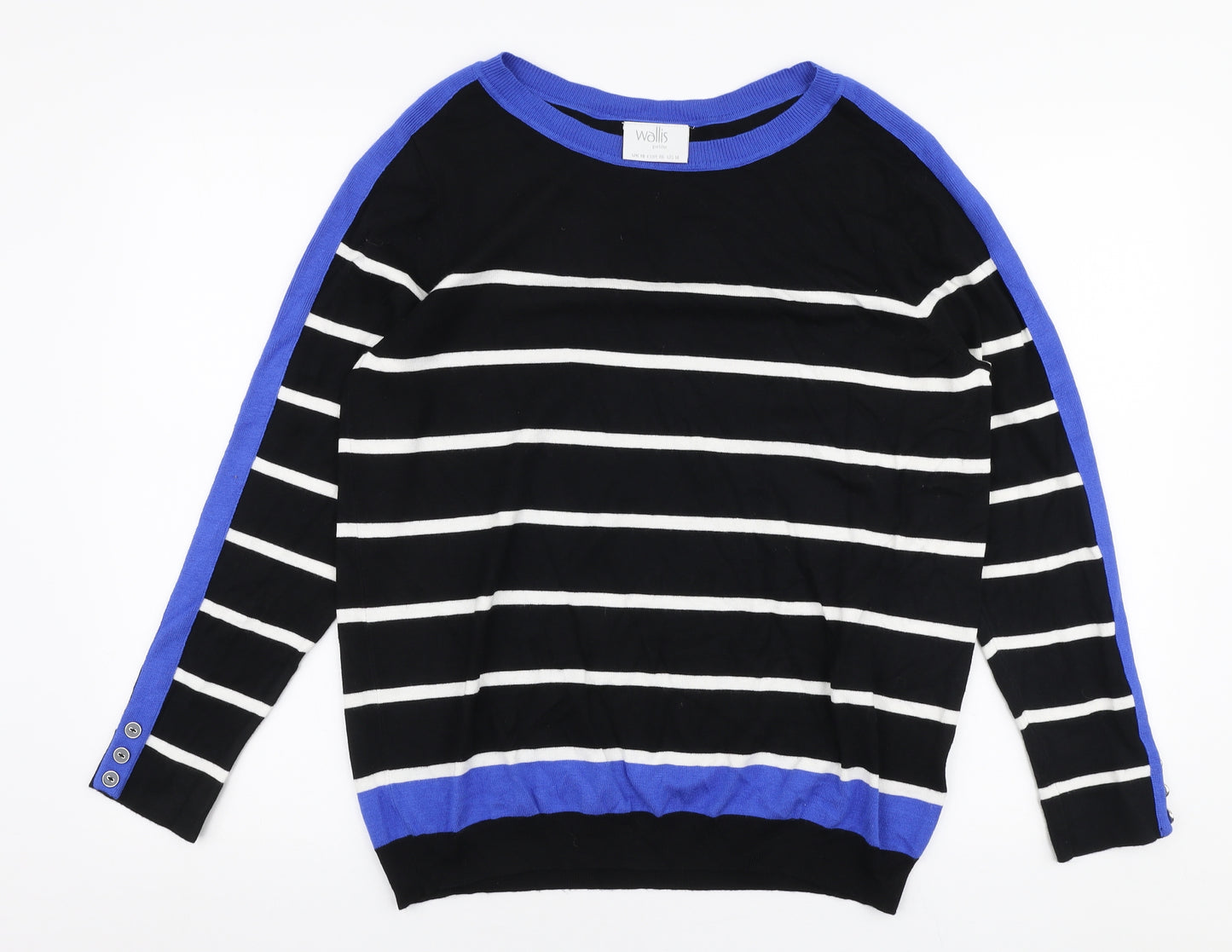 Wallis Womens Multicoloured Round Neck Striped Viscose Pullover Jumper Size 18