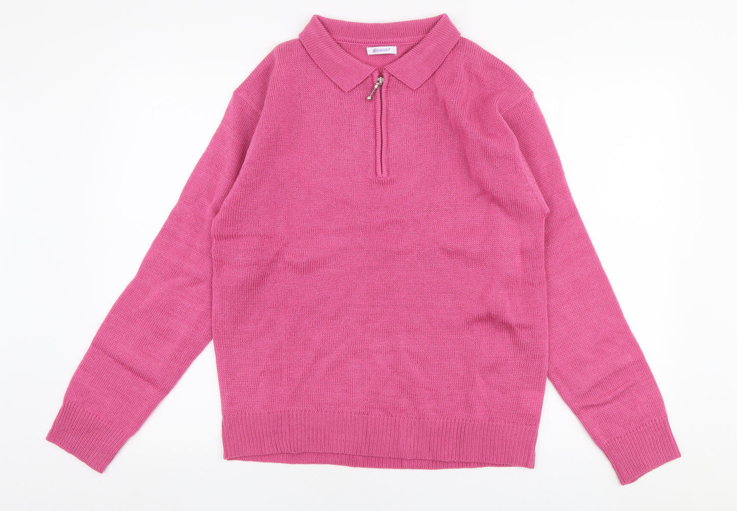 Damart Womens Pink Collared  Acrylic Pullover Jumper Size 14