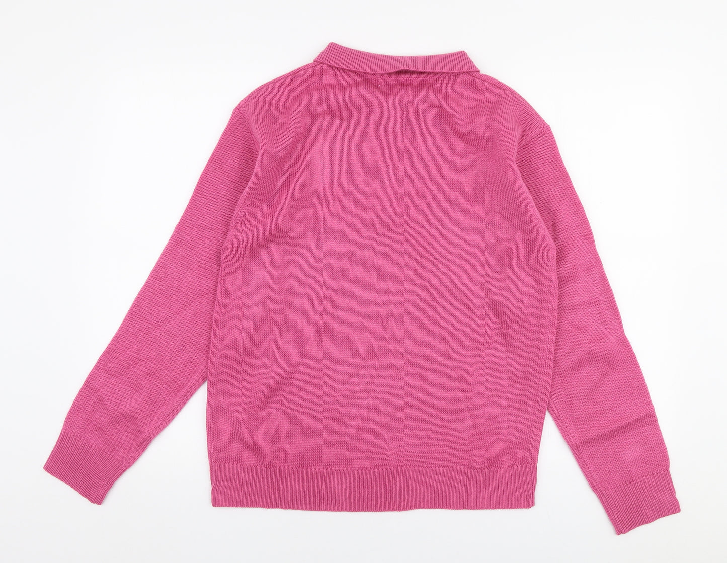 Damart Womens Pink Collared  Acrylic Pullover Jumper Size 14