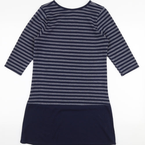 George Womens Blue Striped Polyester Jumper Dress  Size 10  Round Neck Pullover