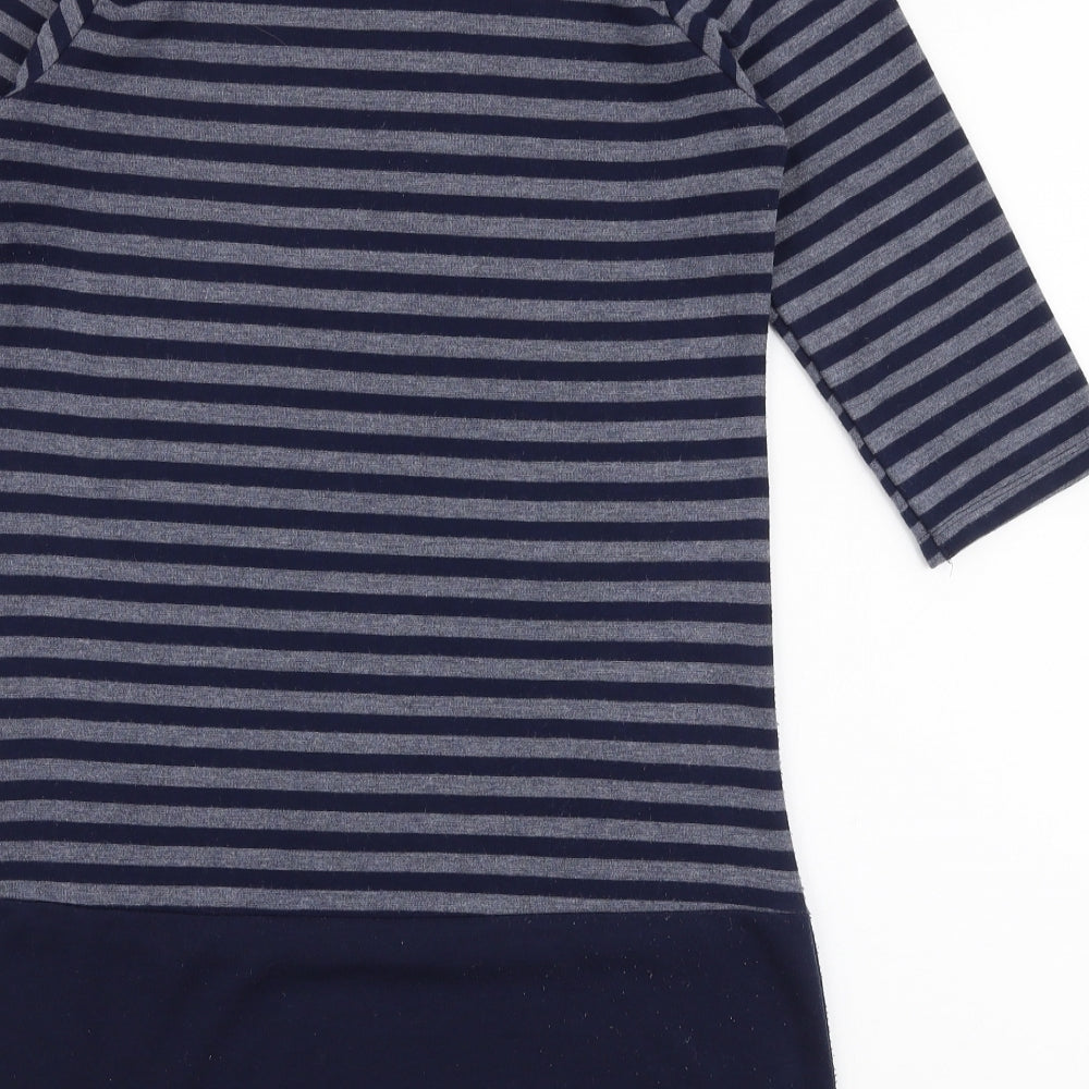 George Womens Blue Striped Polyester Jumper Dress  Size 10  Round Neck Pullover