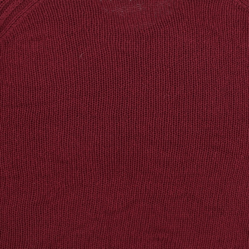 Avenue Womens Red V-Neck  Acrylic Pullover Jumper Size L