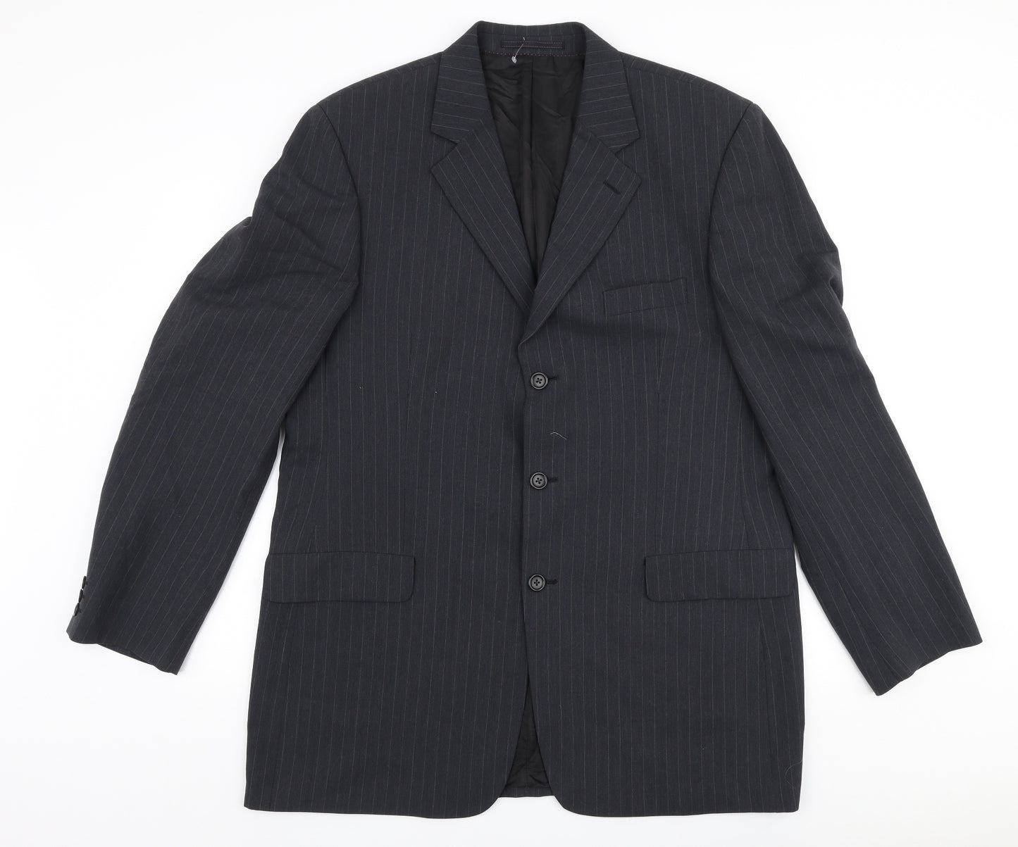 Austin Reed Mens Grey Striped Polyester Jacket Suit Jacket Size 42