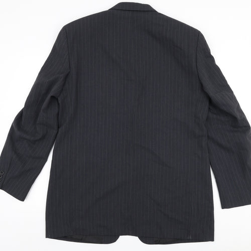 Austin Reed Mens Grey Striped Polyester Jacket Suit Jacket Size 42