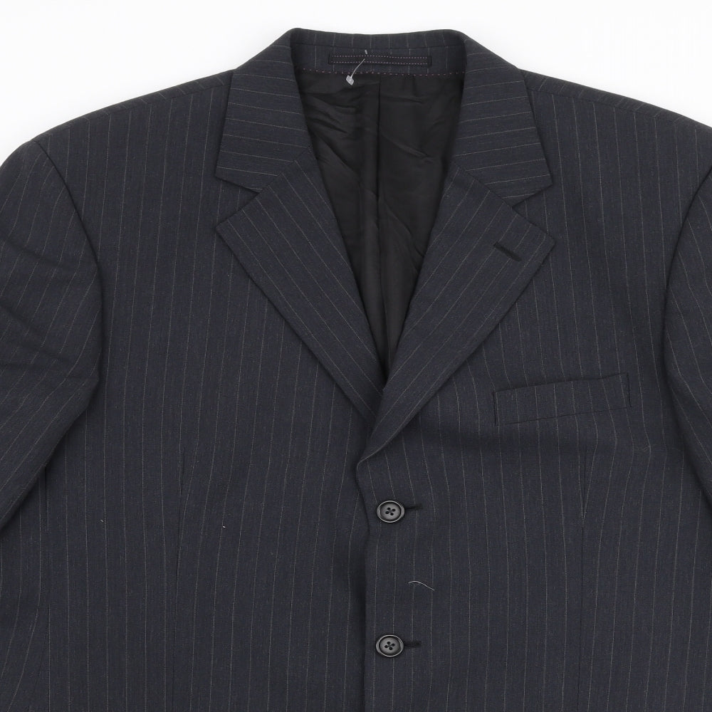 Austin Reed Mens Grey Striped Polyester Jacket Suit Jacket Size 42