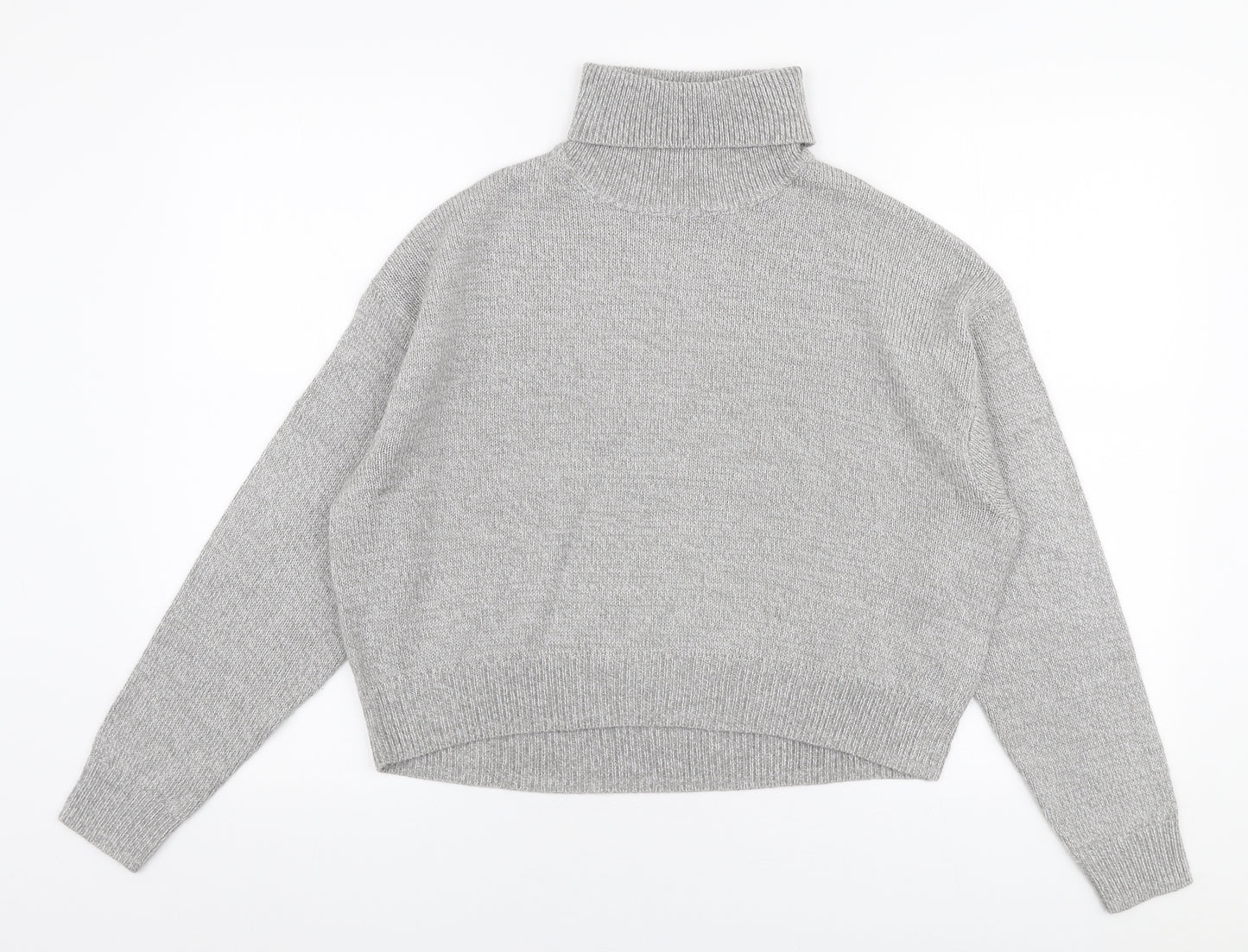 H&M Womens Grey Roll Neck  Acrylic Pullover Jumper Size S