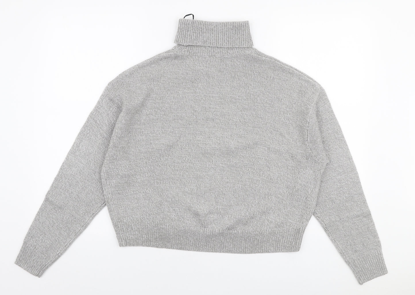 H&M Womens Grey Roll Neck  Acrylic Pullover Jumper Size S