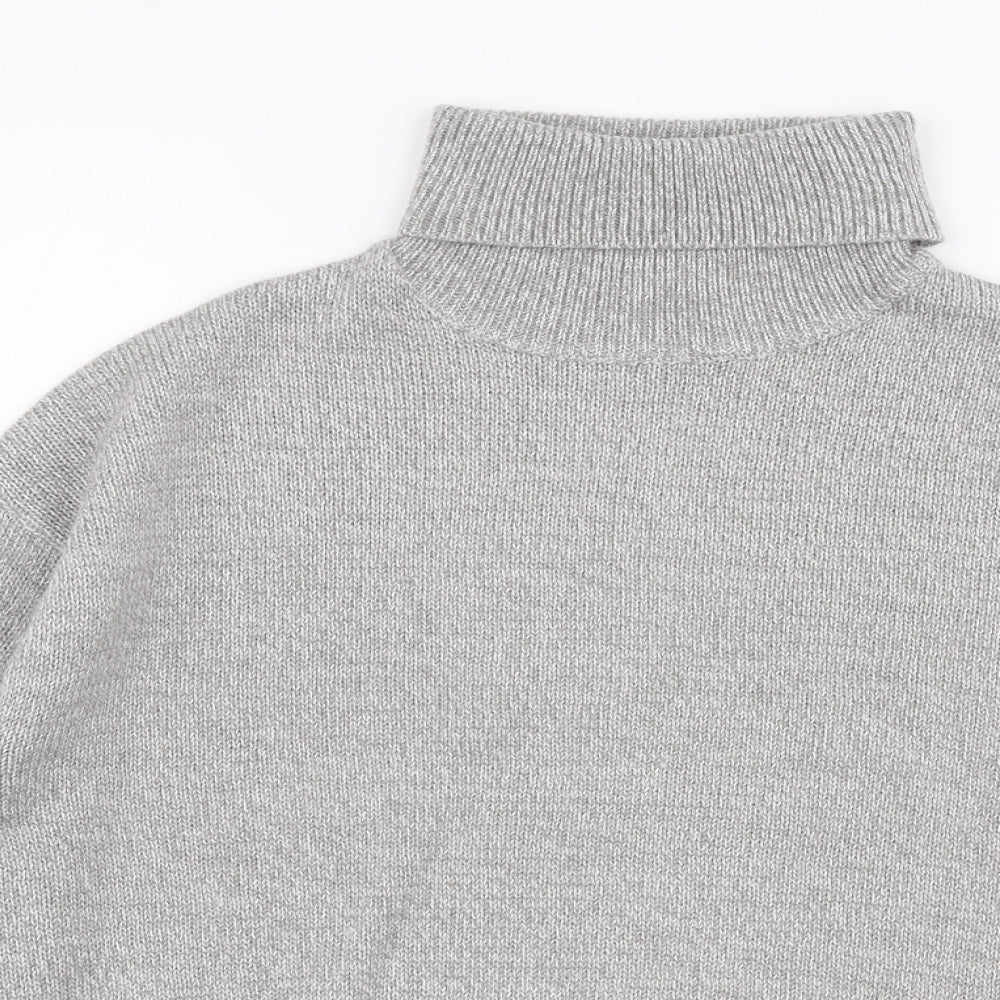 H&M Womens Grey Roll Neck  Acrylic Pullover Jumper Size S