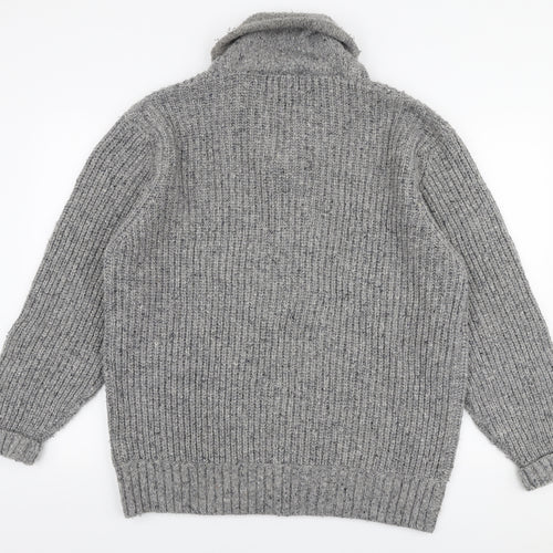 Marks and Spencer Mens Grey Collared  Wool Pullover Jumper Size XL