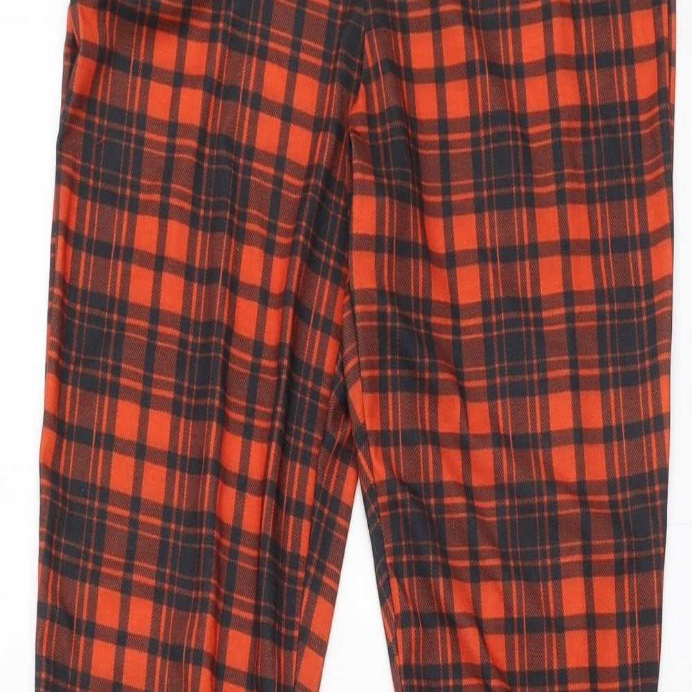 Boohoo Womens Red Plaid Polyester Trousers  Size 12 L31 in Regular