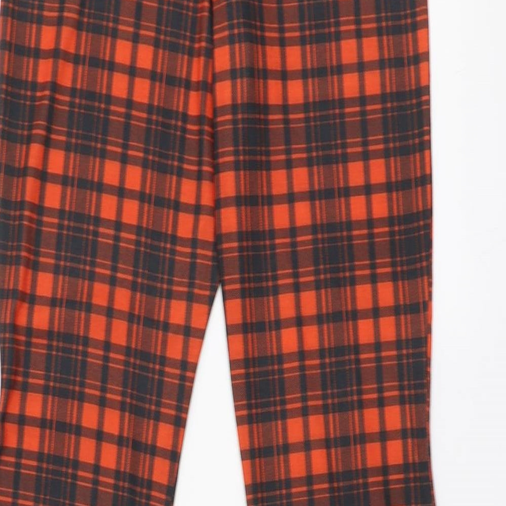 Boohoo Womens Red Plaid Polyester Trousers  Size 12 L31 in Regular