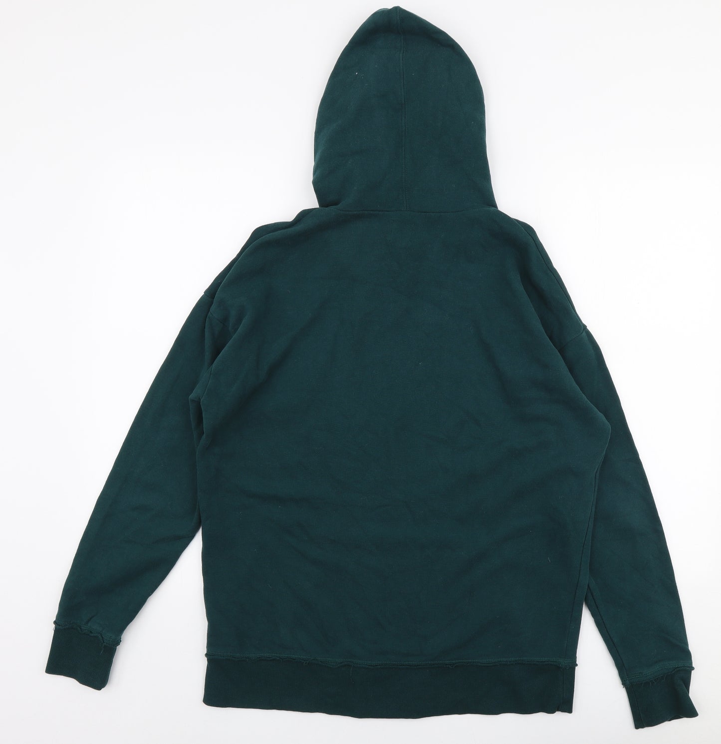River Island Mens Green  Cotton Pullover Hoodie Size XS   - Distressed